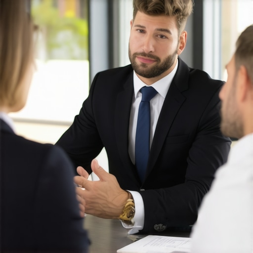 Lawyer and client having a transparent discussion about case strategy in an office