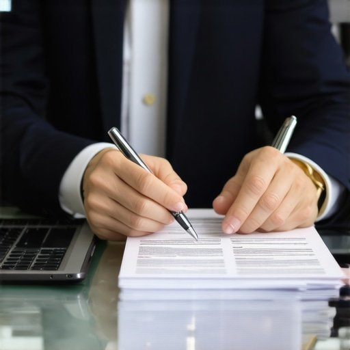 Collaborative Legal Planning Session Lawyer and client reviewing case documents together in an office.