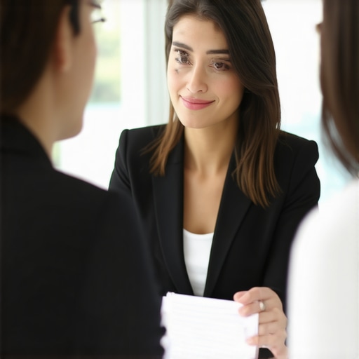 Family lawyer consulting with a client in an office setting