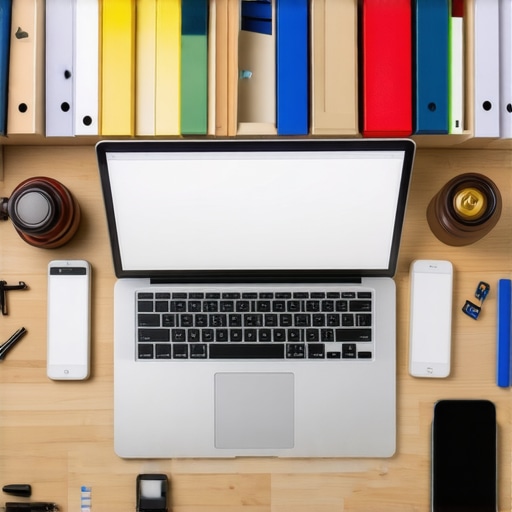 A sleek office workspace showing a laptop with legal software, a smartphone, and well-organized files, symbolizing effective case management.