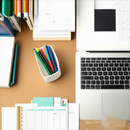 Organized Legal Workspace for Long-Term Success Desk setup with legal tools for case management