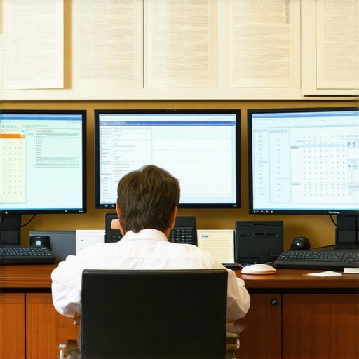 A lawyer working on a computer with legal management software, highlighting modern legal technology in 2026.