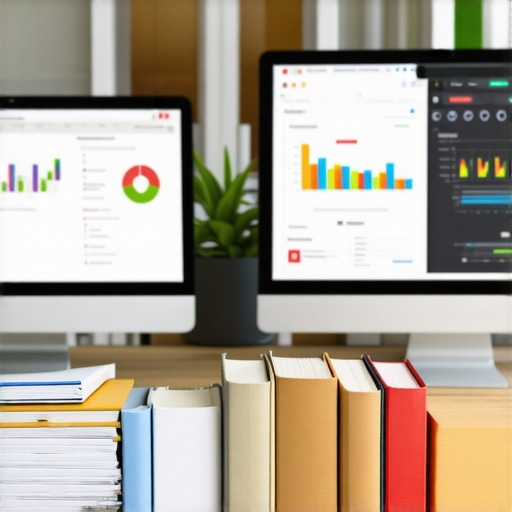 Modern Legal Office Setup Legal professionals using digital tools and software in a contemporary law office environment.